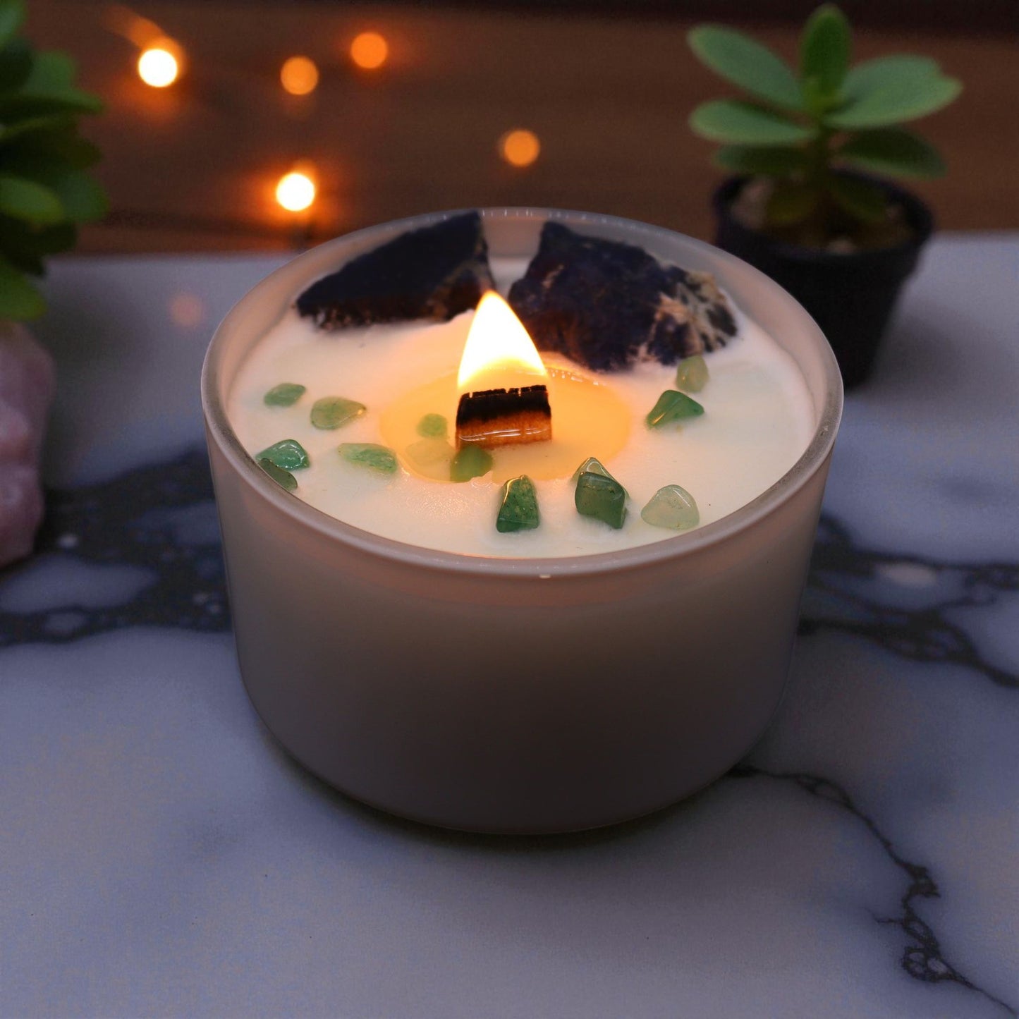 Throat Chakra Crystal Candle