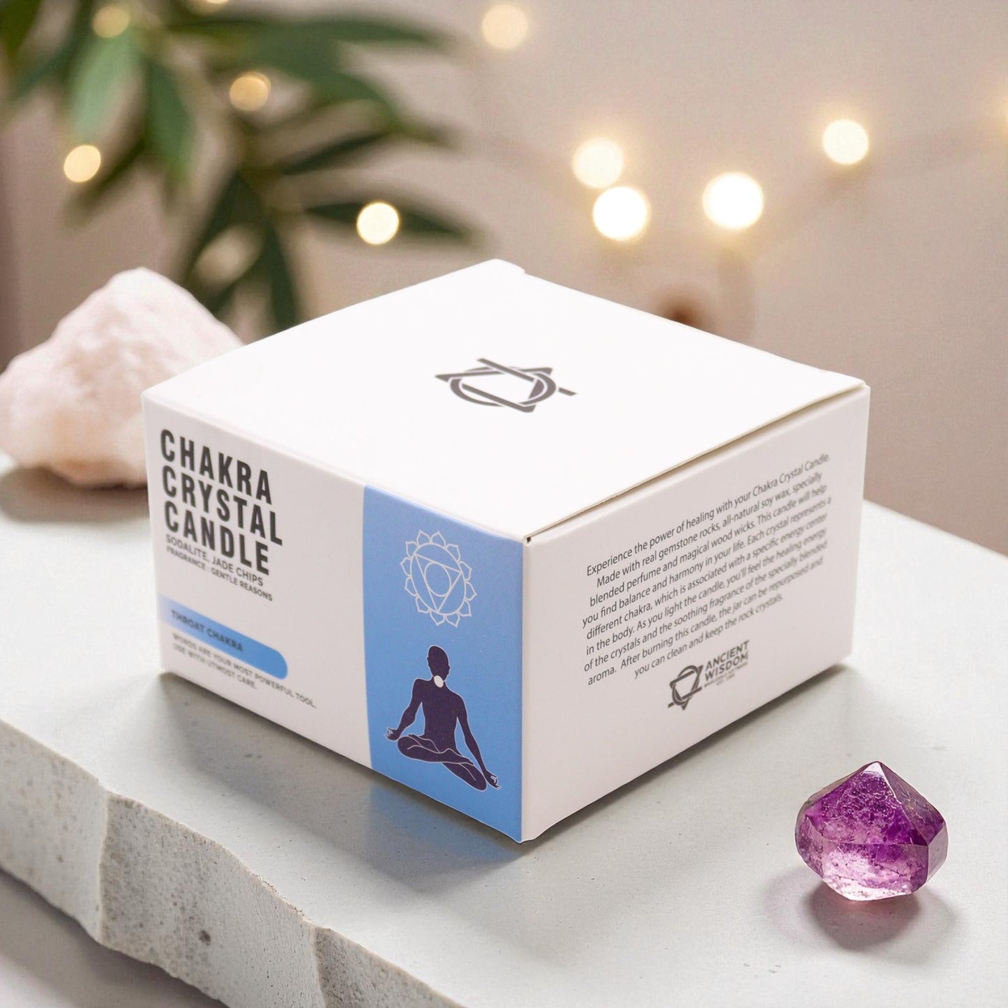 Throat Chakra Crystal Candle
