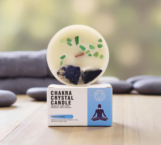 Throat Chakra Crystal Candle