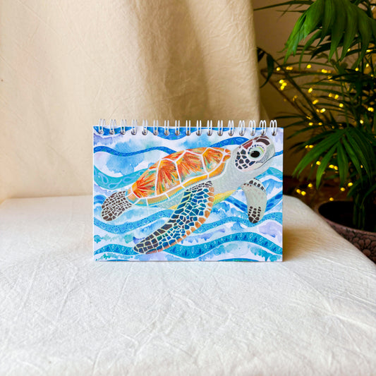 Original Art Green Sea Turtle A6 Notebook