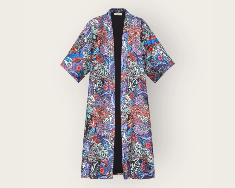 Blue Paisley Midi Kimono