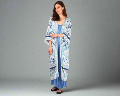 Blue Mandala Long Kimono
