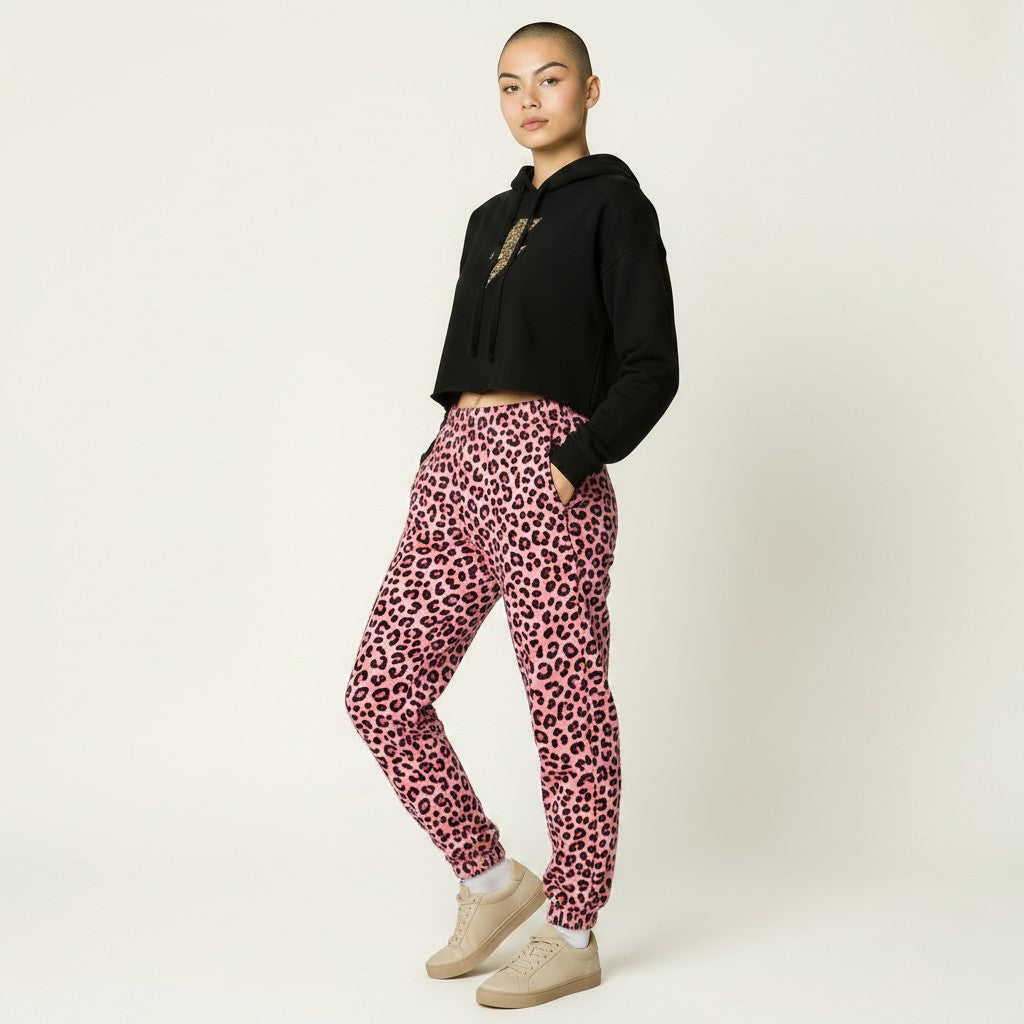 Black Leopard Lightning Cropped Hoodie