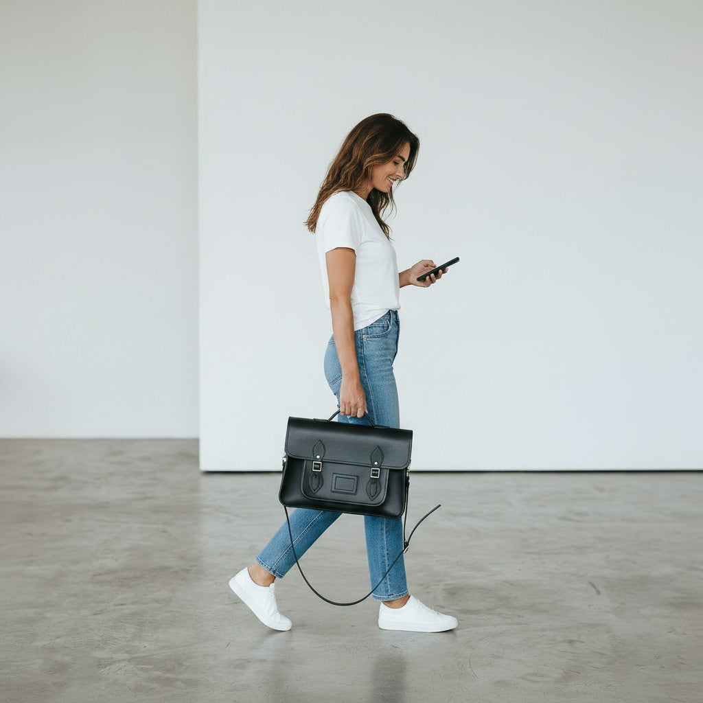 Handmade Leather Satchel - Black