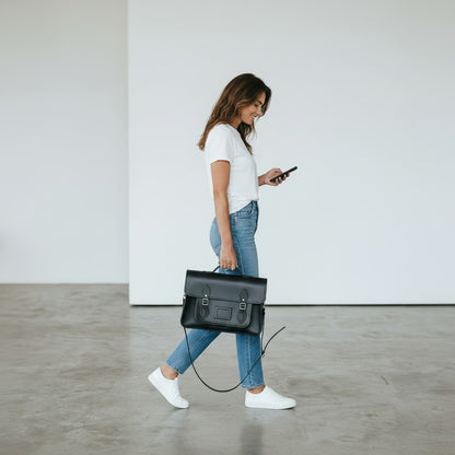 Handmade Leather Satchel - Black