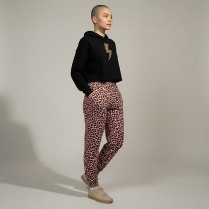 Black Leopard Lightning Cropped Hoodie