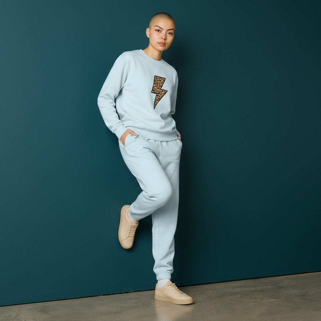 Sky Blue Leopard Lightning Sweatshirt