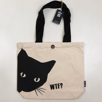 Iconic WTF Black Cat Tote Bag