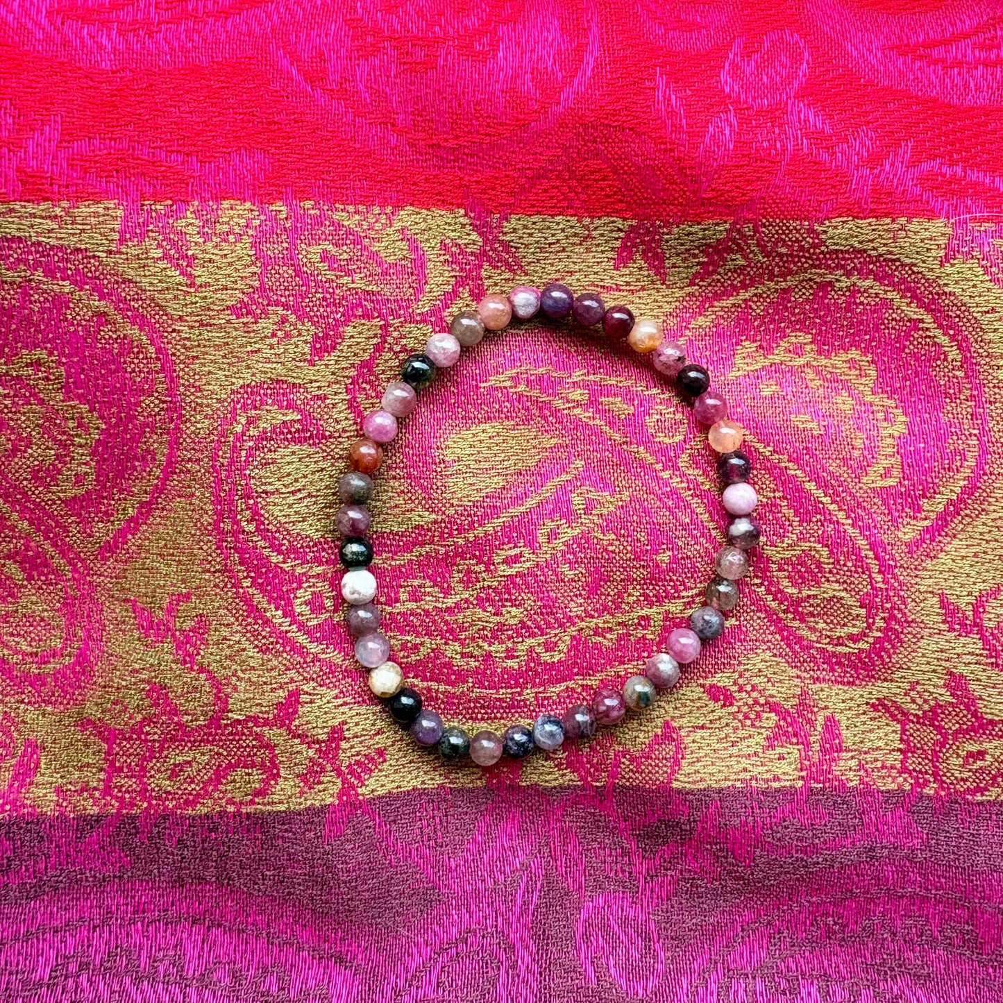 Watermelon Tourmaline Bead Bracelet