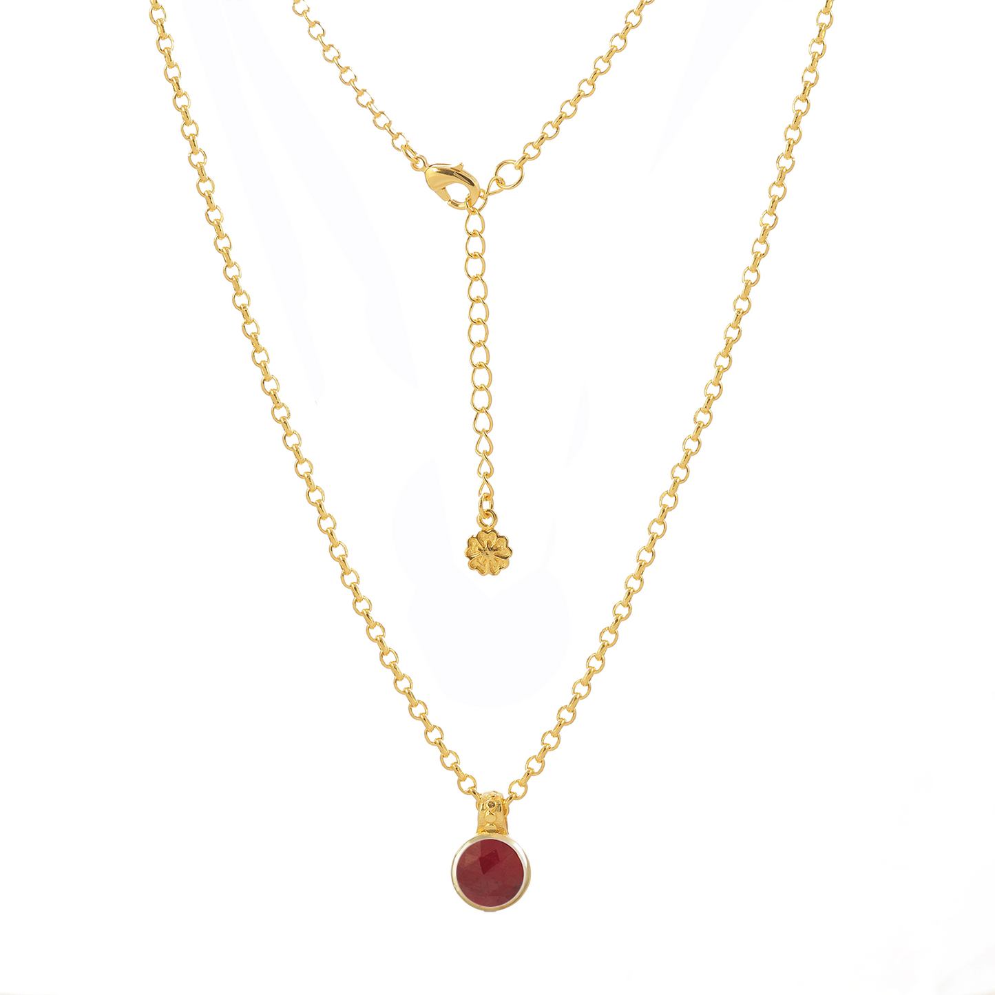 Charis Round Gemstone Necklace: Ruby