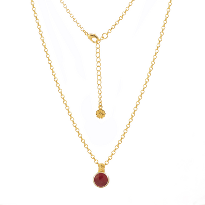 Charis Round Gemstone Necklace: Ruby