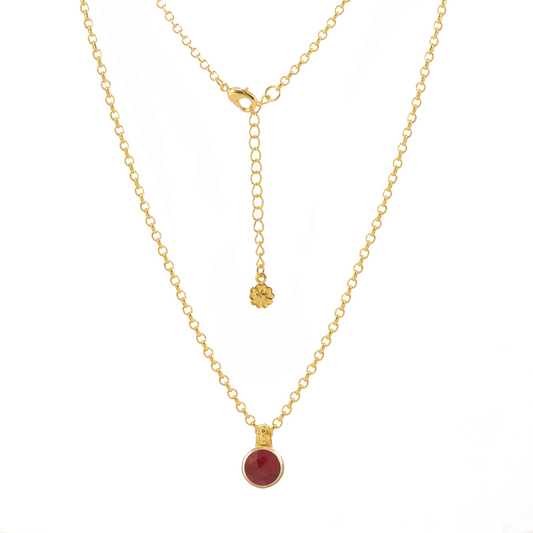 Charis Round Gemstone Necklace: Ruby