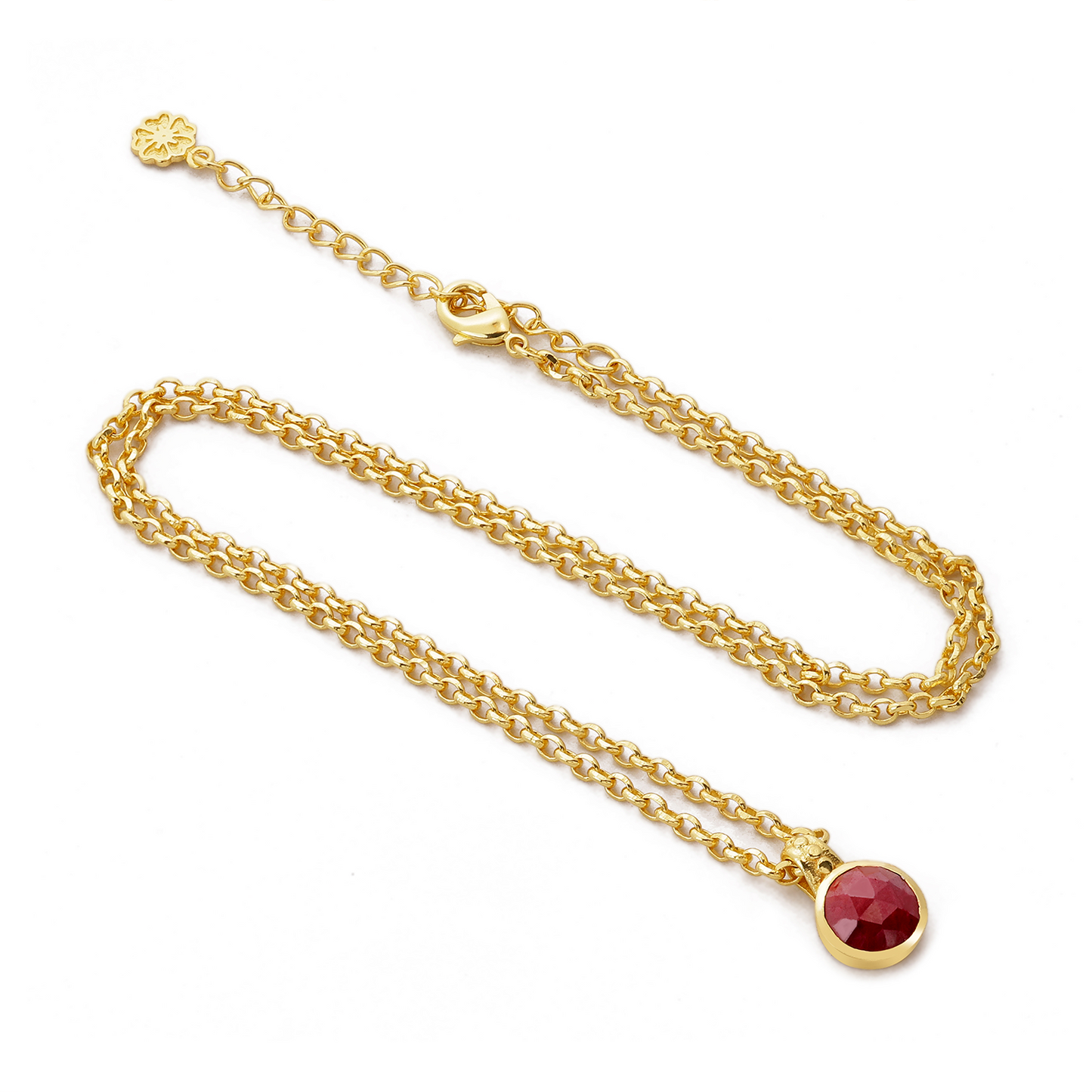Charis Round Gemstone Necklace: Ruby