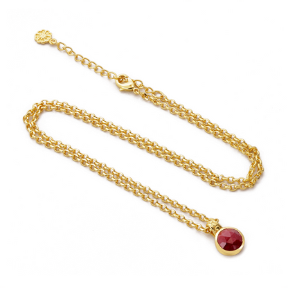 Charis Round Gemstone Necklace: Ruby