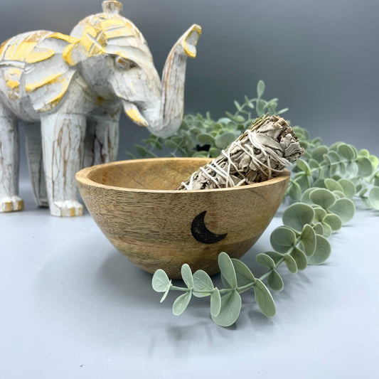 Large Three Moons Wooden Smudge Bowl