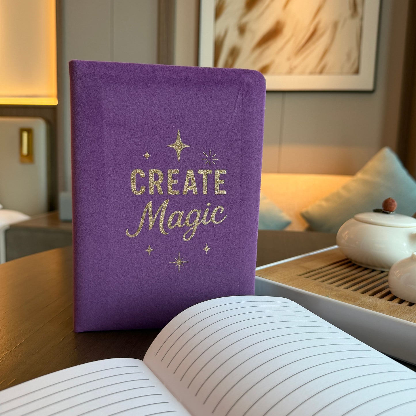 Purple Velvet Notebook - Create Magic