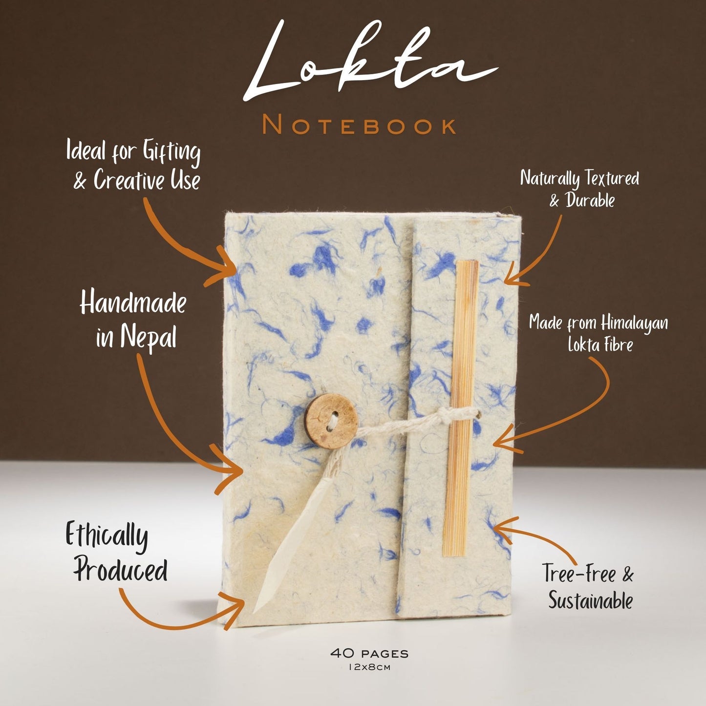 Lokta Paper Mixed Blue Cotton Notebook – Mini