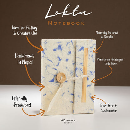 Lokta Paper Mixed Blue Cotton Notebook – Mini