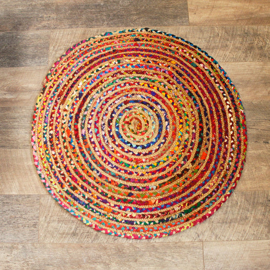 Handmade Braided Round Indian Rug – 90 cm