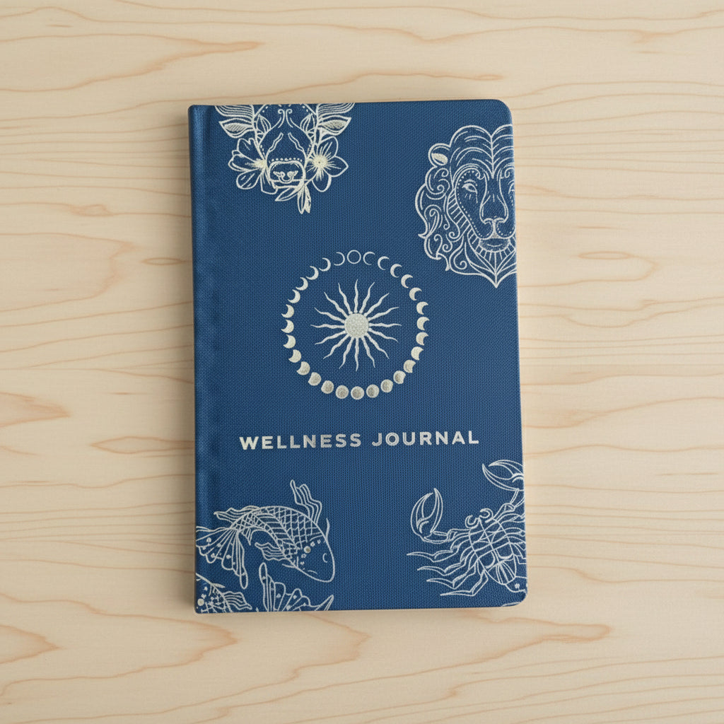 Midnight Blue Wellness Journal - Silver Zodiac