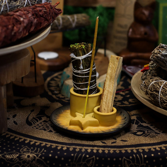 Incense & Smudge Stick Holder - Sand & Grey Mandala