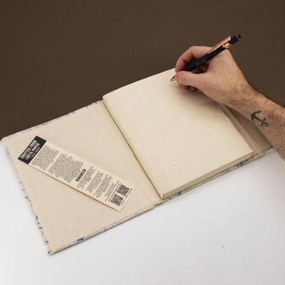 Lokta Paper Mixed Blue Cotton Notebook – Large