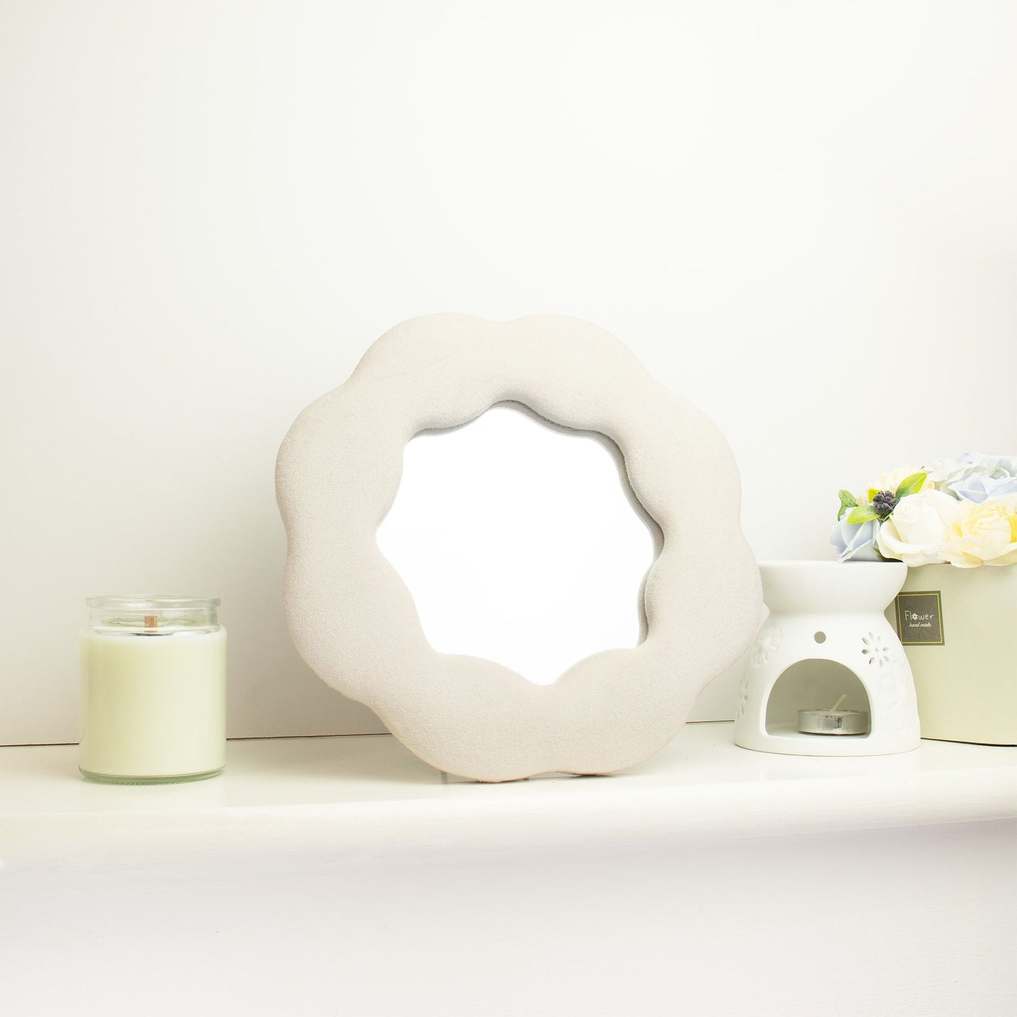 Flower Soft Squiggly Mirror – Stone