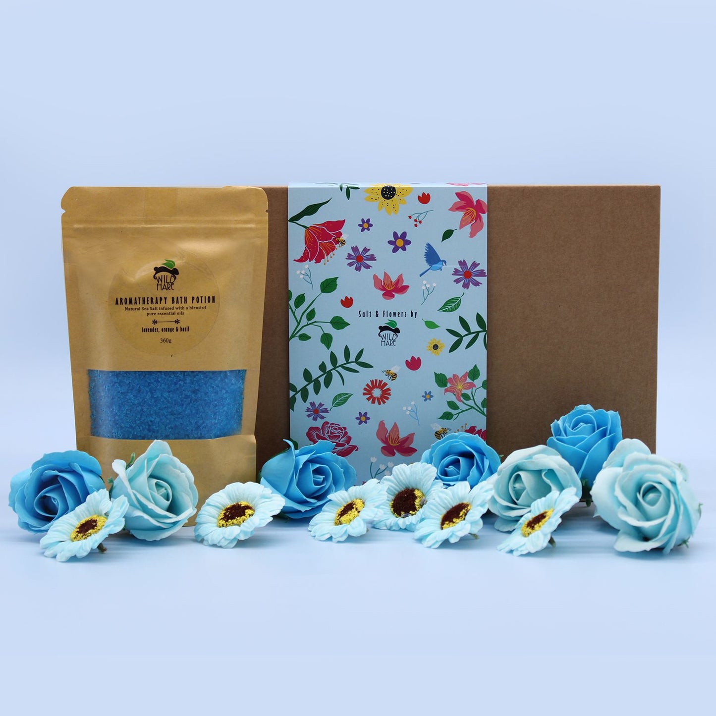 Total Unwind Bath Sea Salts & Soap Flowers Set