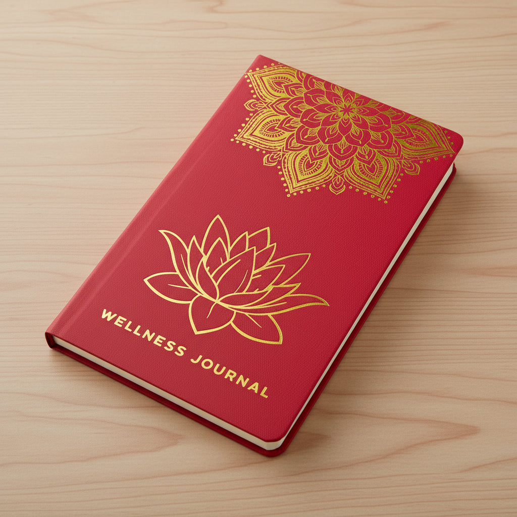 Red Wellness Journal - Golden Mandala and Lotus