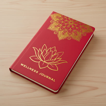 Red Wellness Journal - Golden Mandala and Lotus