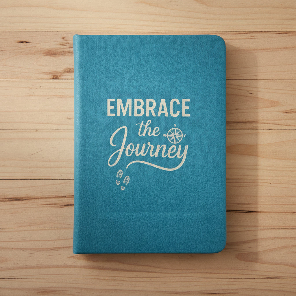 Light Blue Velvet Notebook - Embrace The Journey