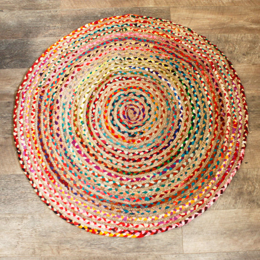 Handmade Braided Round Indian Rug - 120 cm