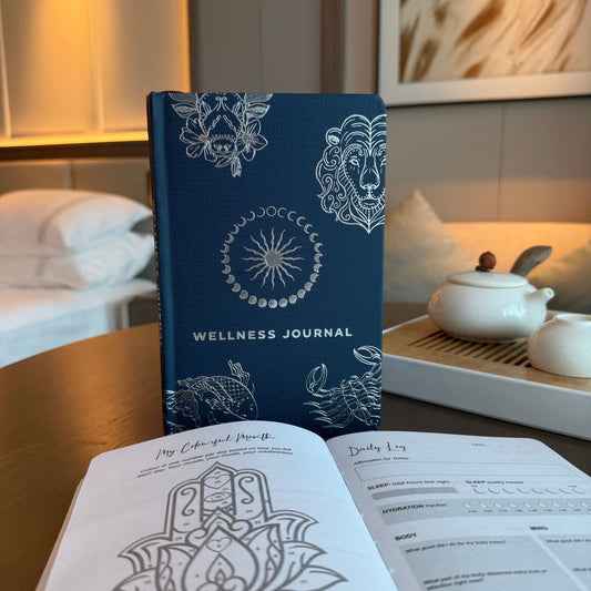 Midnight Blue Wellness Journal - Silver Zodiac