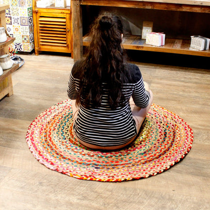 Handmade Braided Round Indian Rug - 120 cm