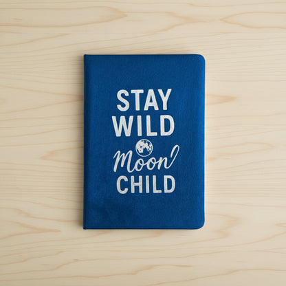 Dark Blue Velvet Notebook - Stay Wild Moon Child