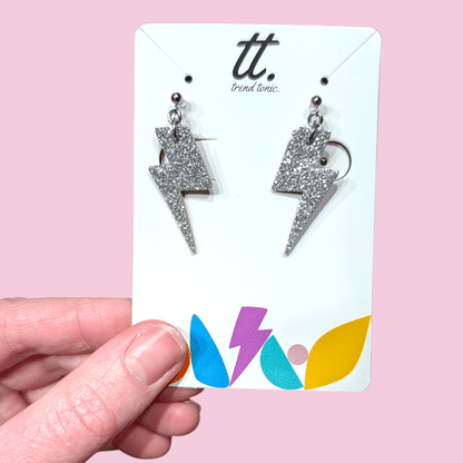 Mini Neon Pink Cork Lightning Bolt Earrings