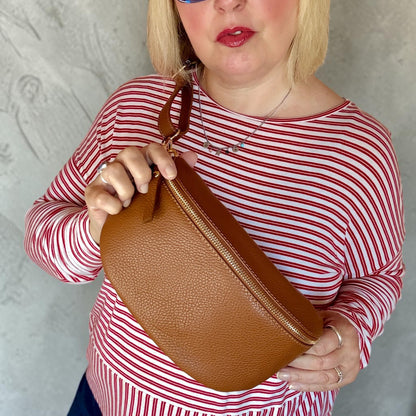 Cognac Medium Leather Bum Bag