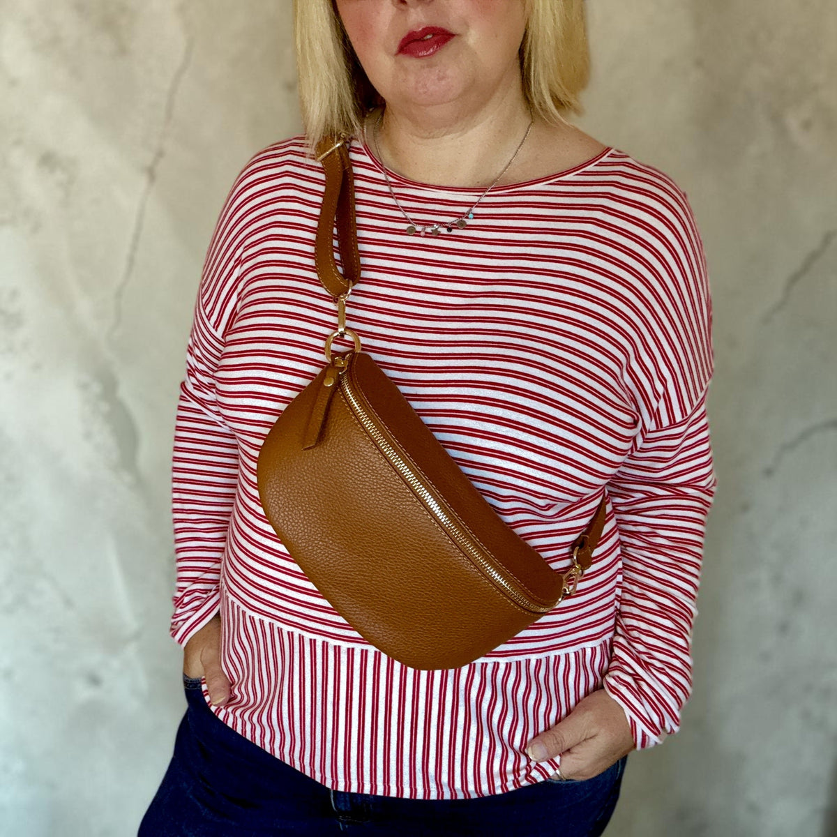 Cognac Medium Leather Bum Bag