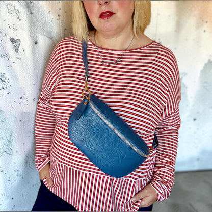 Denim Blue Medium Leather Bum Bag