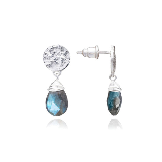 Classic Athena Drop Earrings: Silver Labradorite