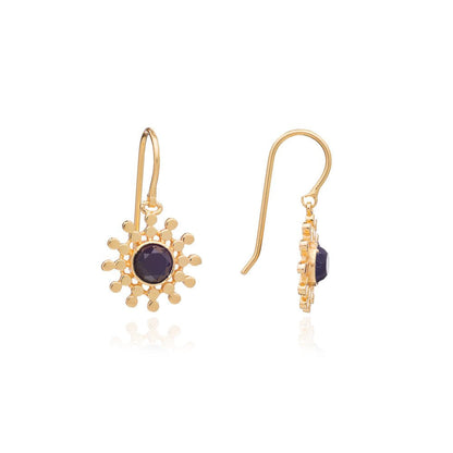 Etrusca Gold Sun Drop Earrings: Black Onyx