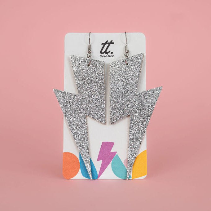 Extra Large Gold Lightning Bolt Earrings
