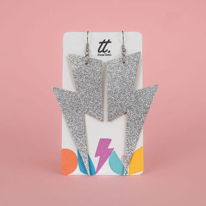 Extra Large Gold Lightning Bolt Earrings