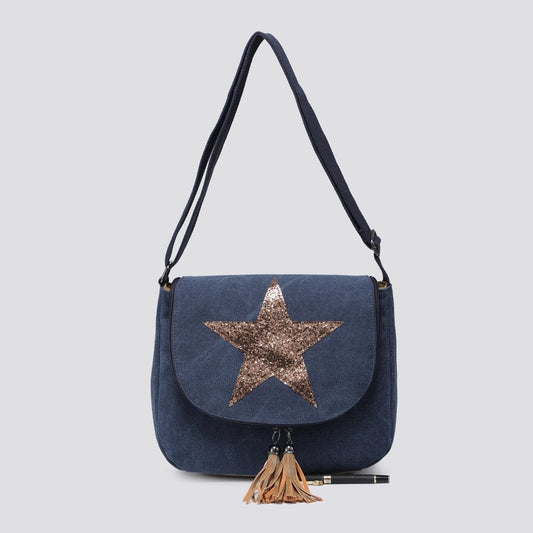 Navy Crossbody Canvas Star Bag