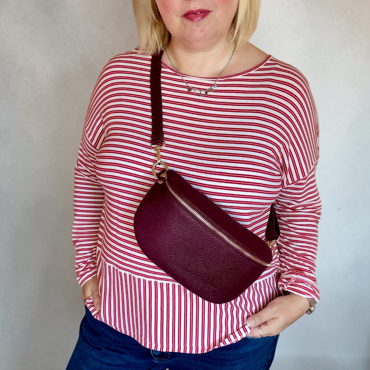 Garnet Medium Leather Bum Bag