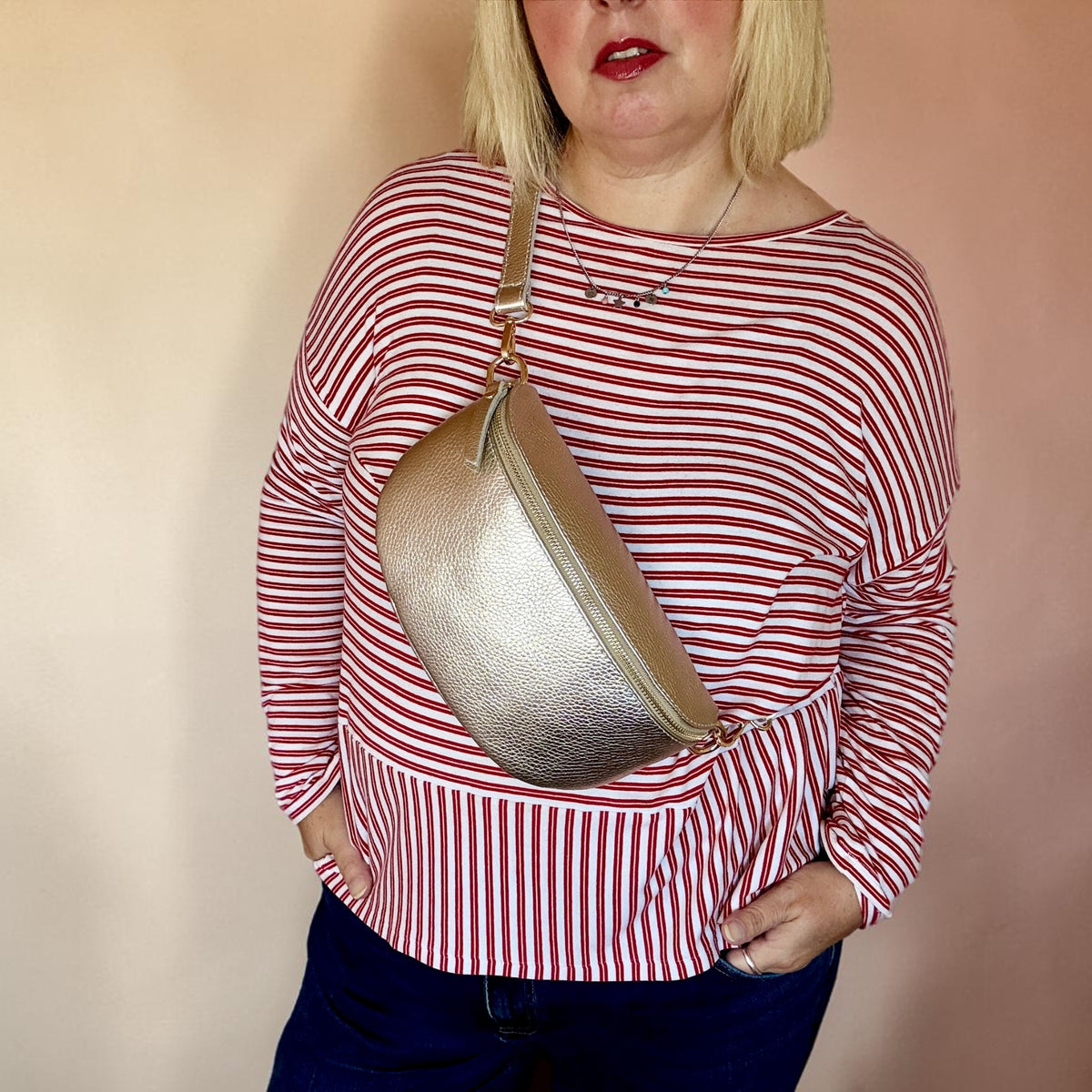 Gold Medium Leather Bum Bag