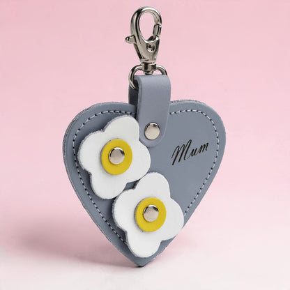 Love Heart Mum & Flower Bag Charm - Lilac Grey