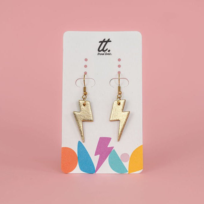 Mini Neon Pink Cork Lightning Bolt Earrings