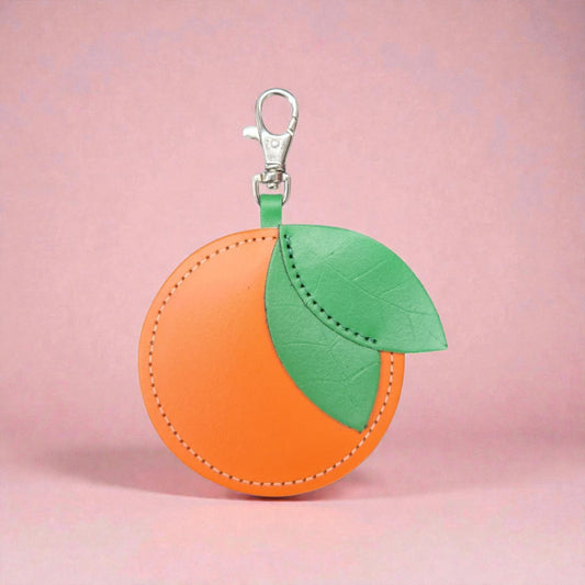 Handmade Leather Fruity Bag Charm – Orange