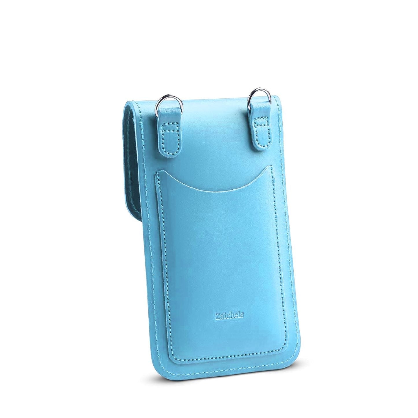Handmade Leather Mobile Phone Pouch Plus - Baby Blue
